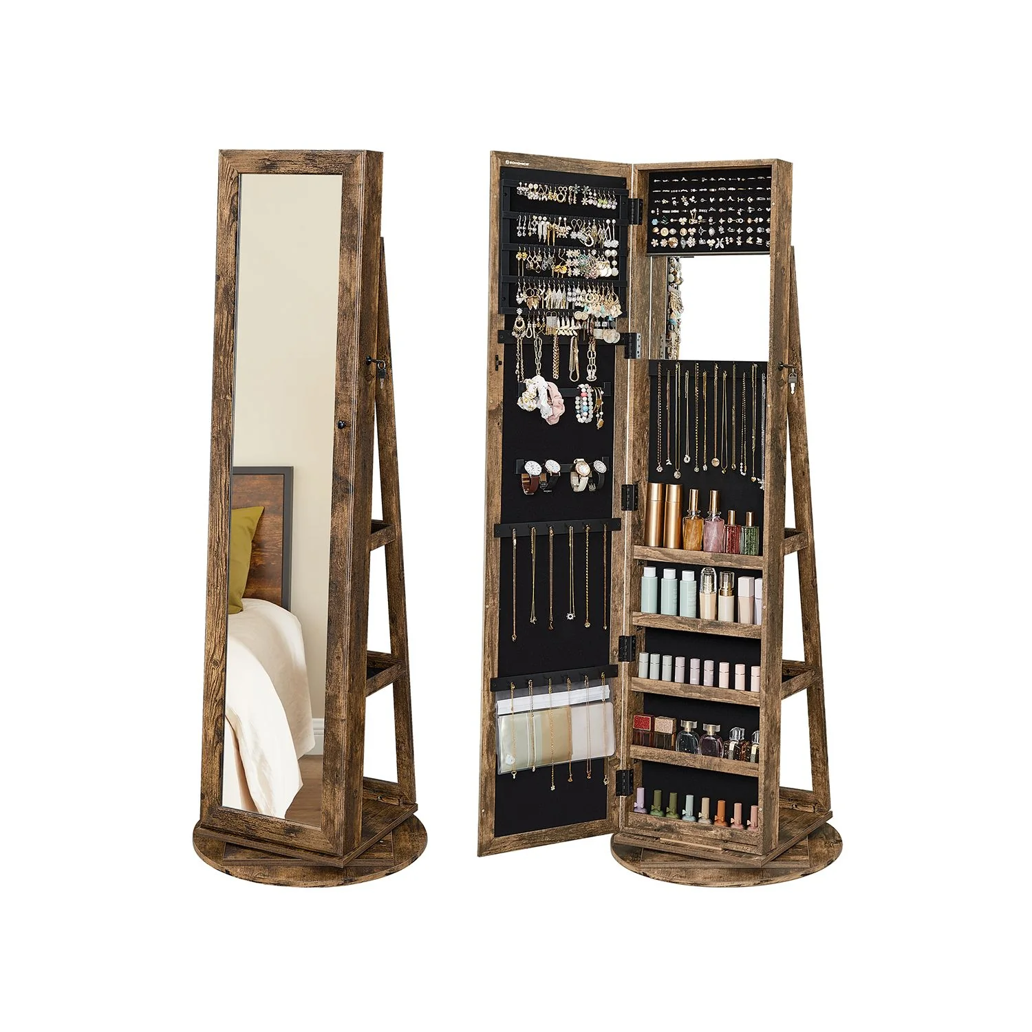 Armoire à bijoux sur pieds pivotant