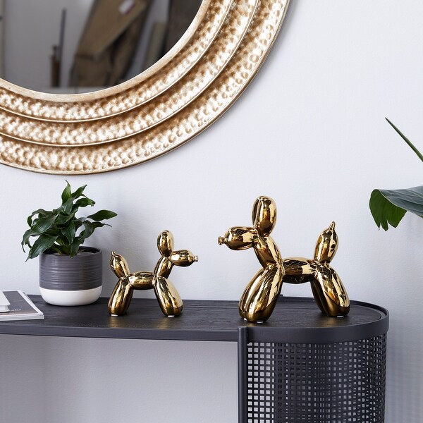 Ceramic Contemporary Sculpture Dog (Set of 2) - 7", 9"H