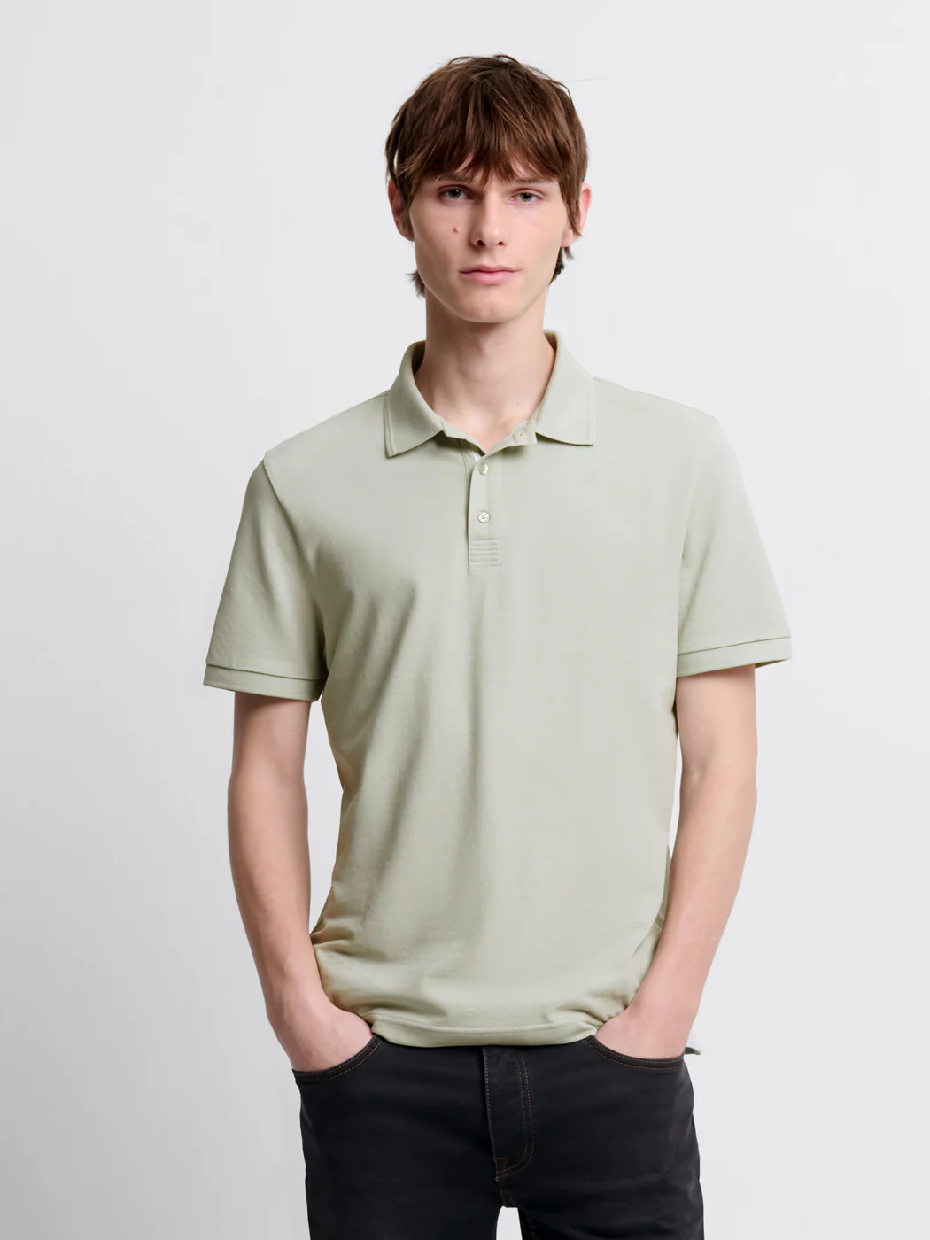 Polo col boutonné en coton