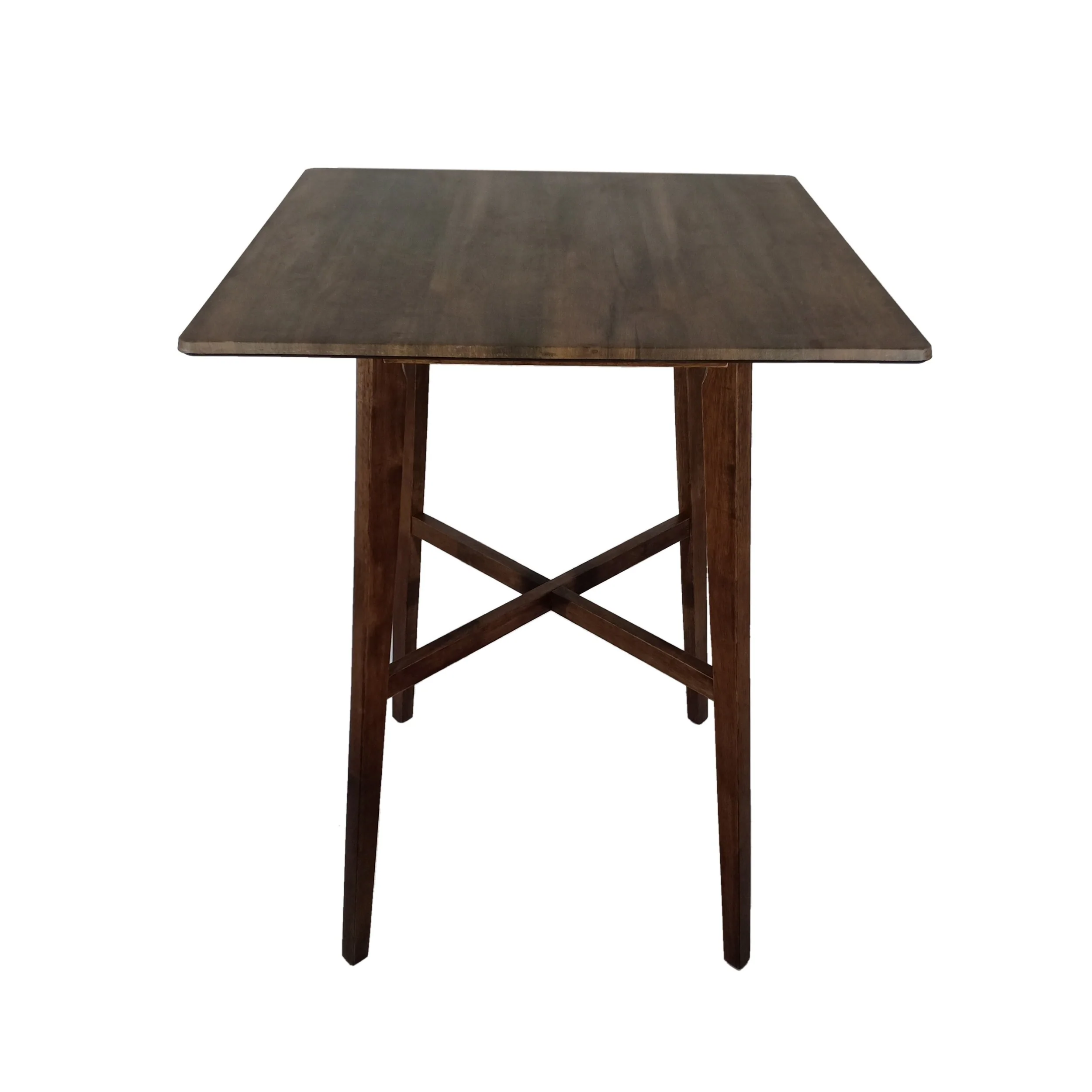 Roomfitters Bar Height Dining Table, 42 Modern Pub Table with Walnut Finish and Black Legs, Walnut