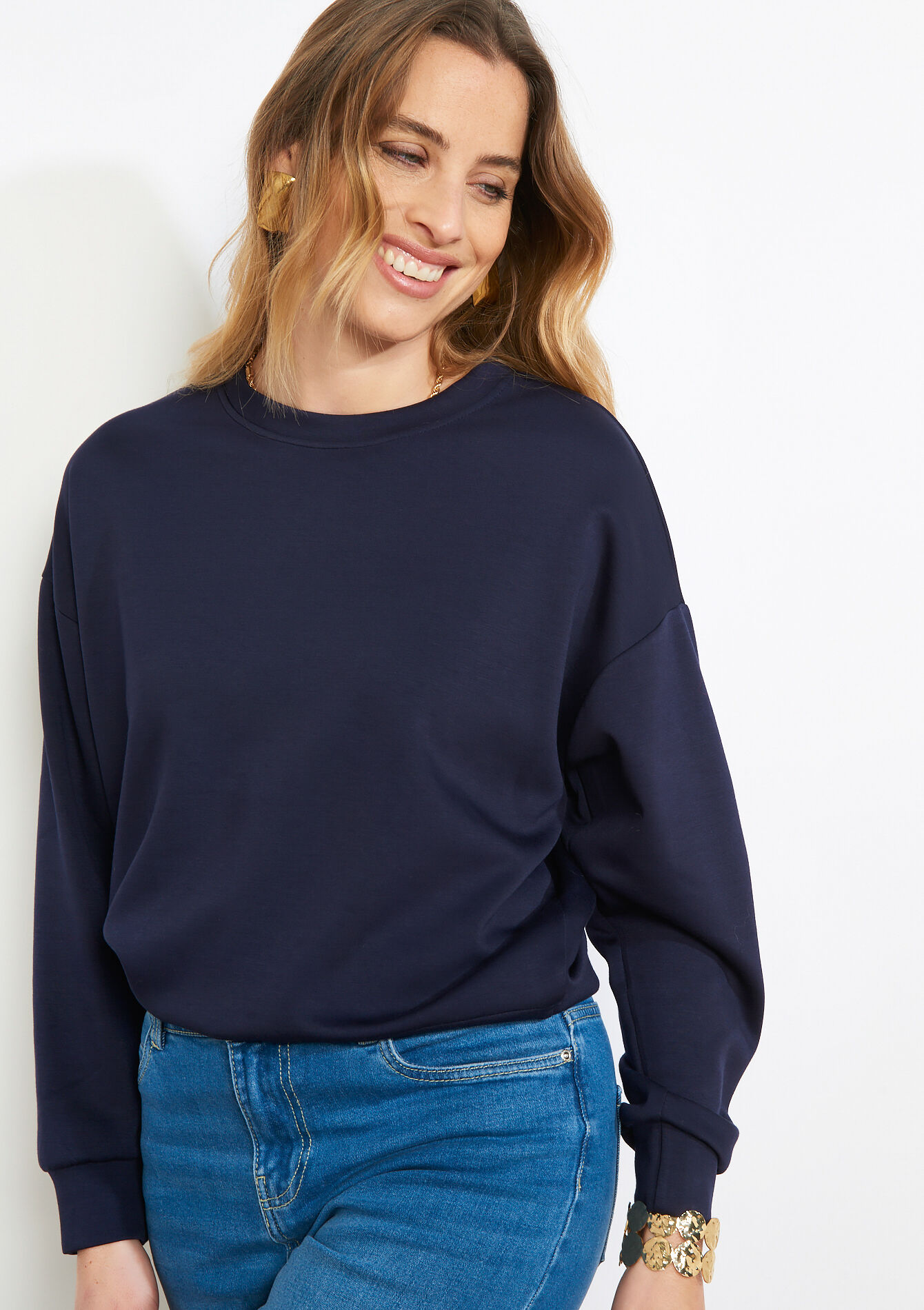 Comfortabele sweater met ronde hals