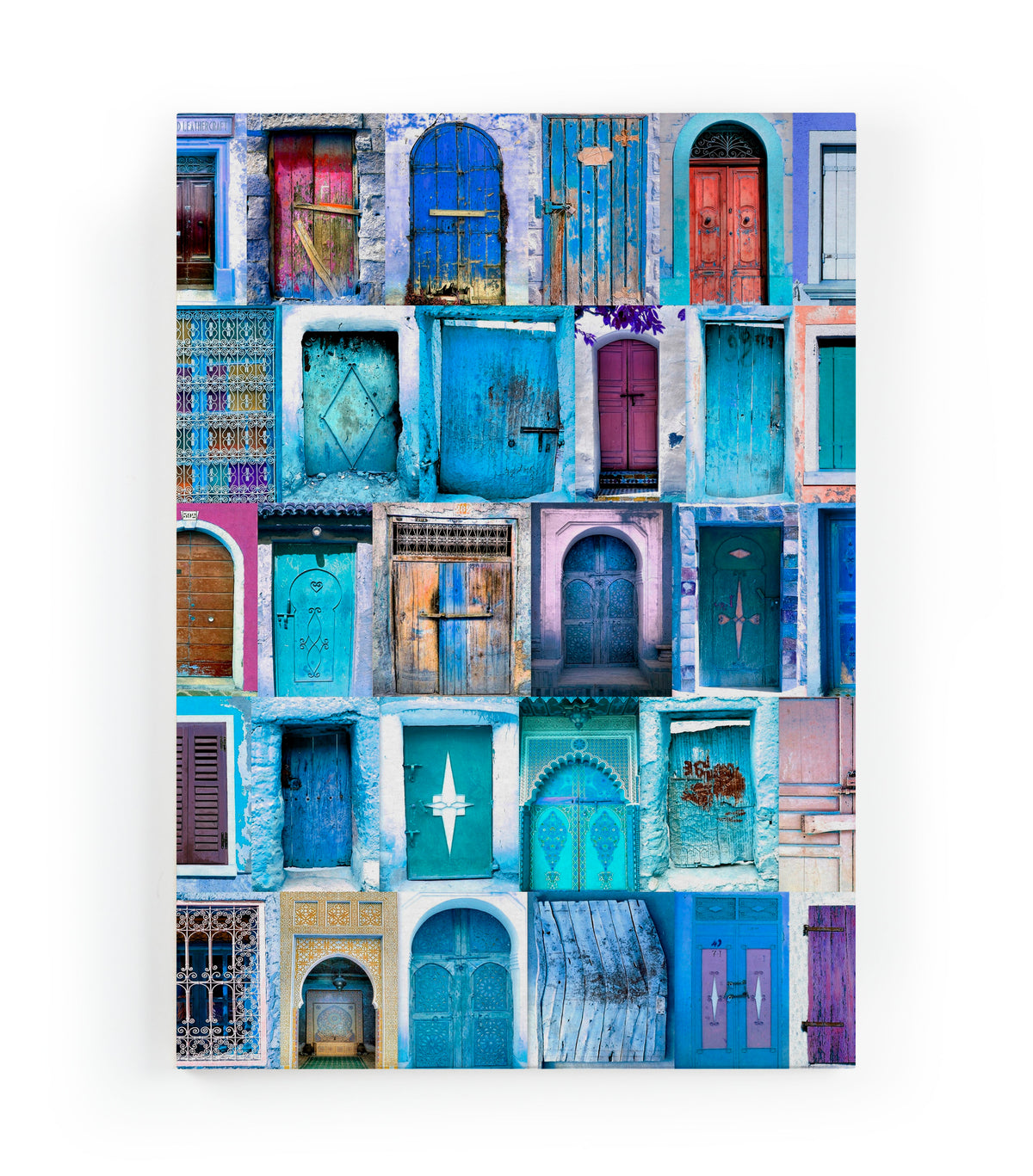 Canvas 60x40 Afdruk Blauwe Deur