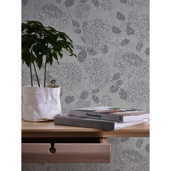 Vliestapete, BxL: 53 x 1005 cm, grau/dunkelgrau