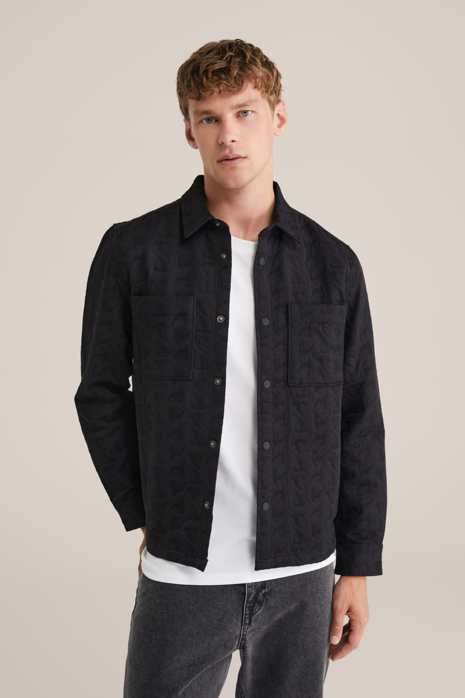 Heren boxy fit overshirt met print