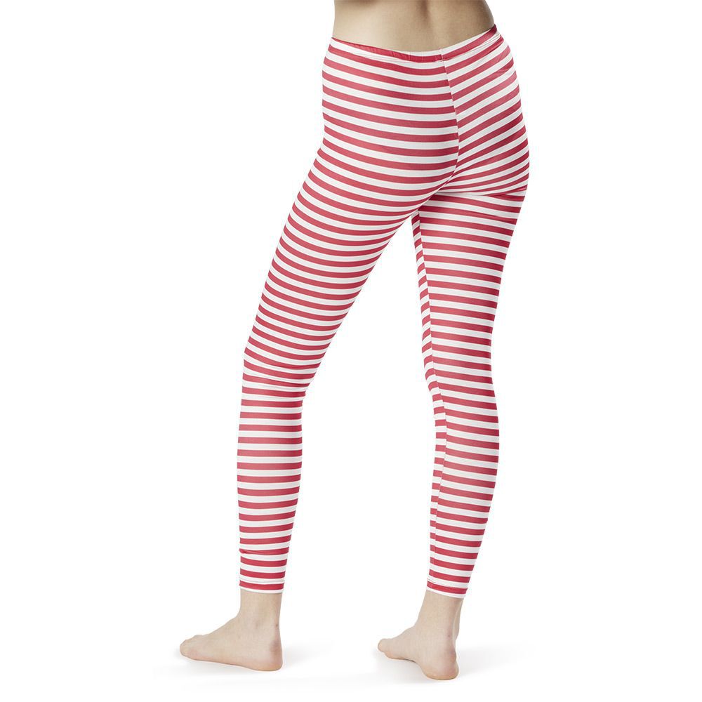 Legging No&euml;l à rayures rouge et blanc