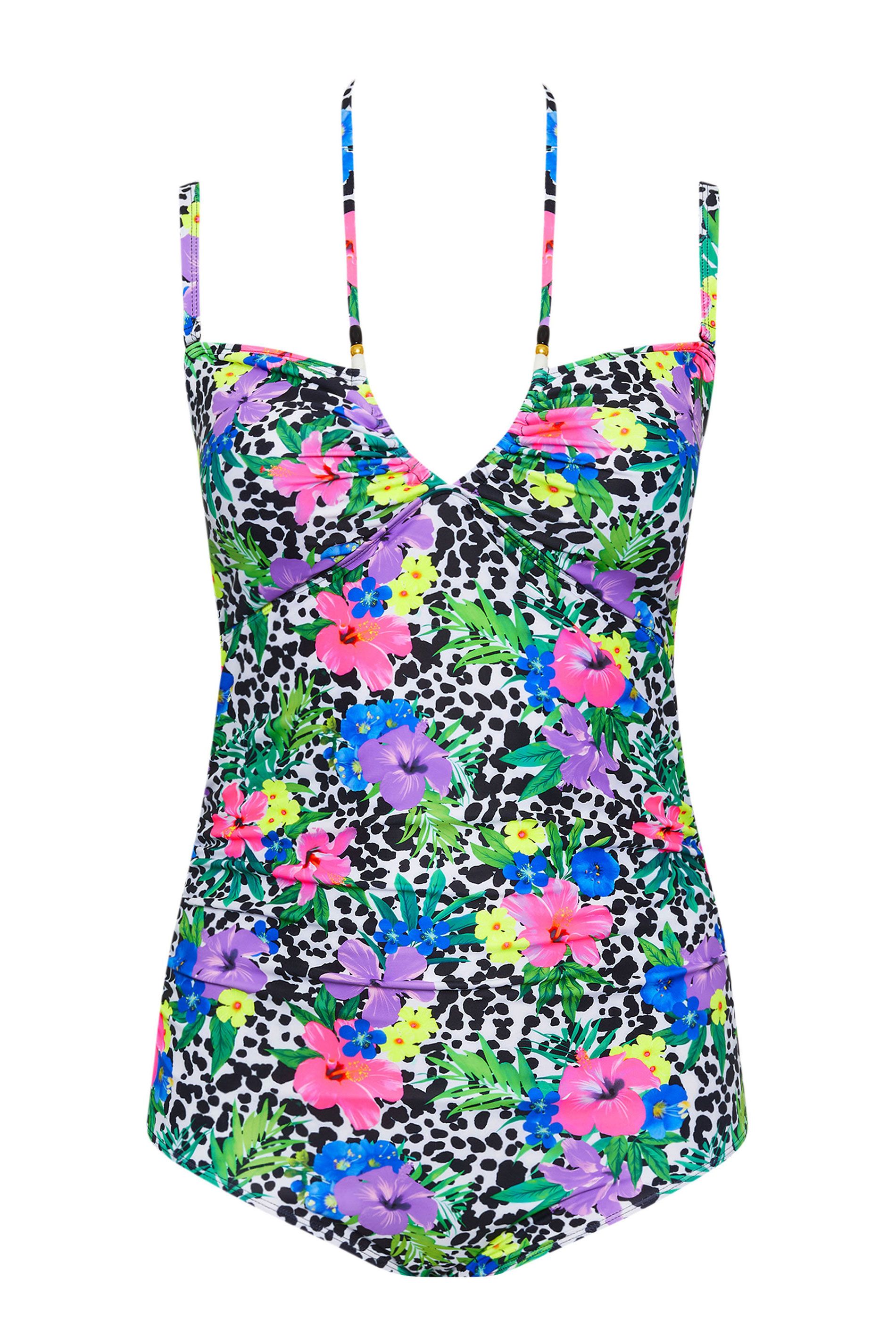Yours Floral Dalmatian Print Halter Neck Swimsuit
