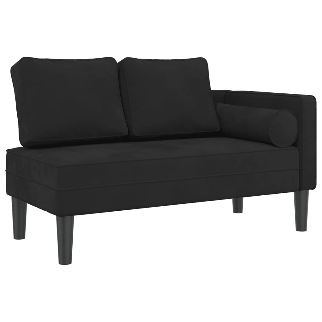 Szezlong Czarny Tapicerowany Leżanka Sofa Fotel Łóżko Aksamitamitem