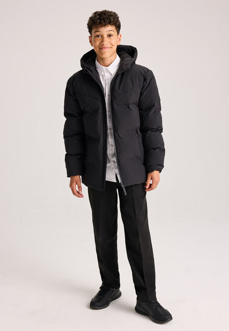 Older Boys Black Hooded Padded Jacket