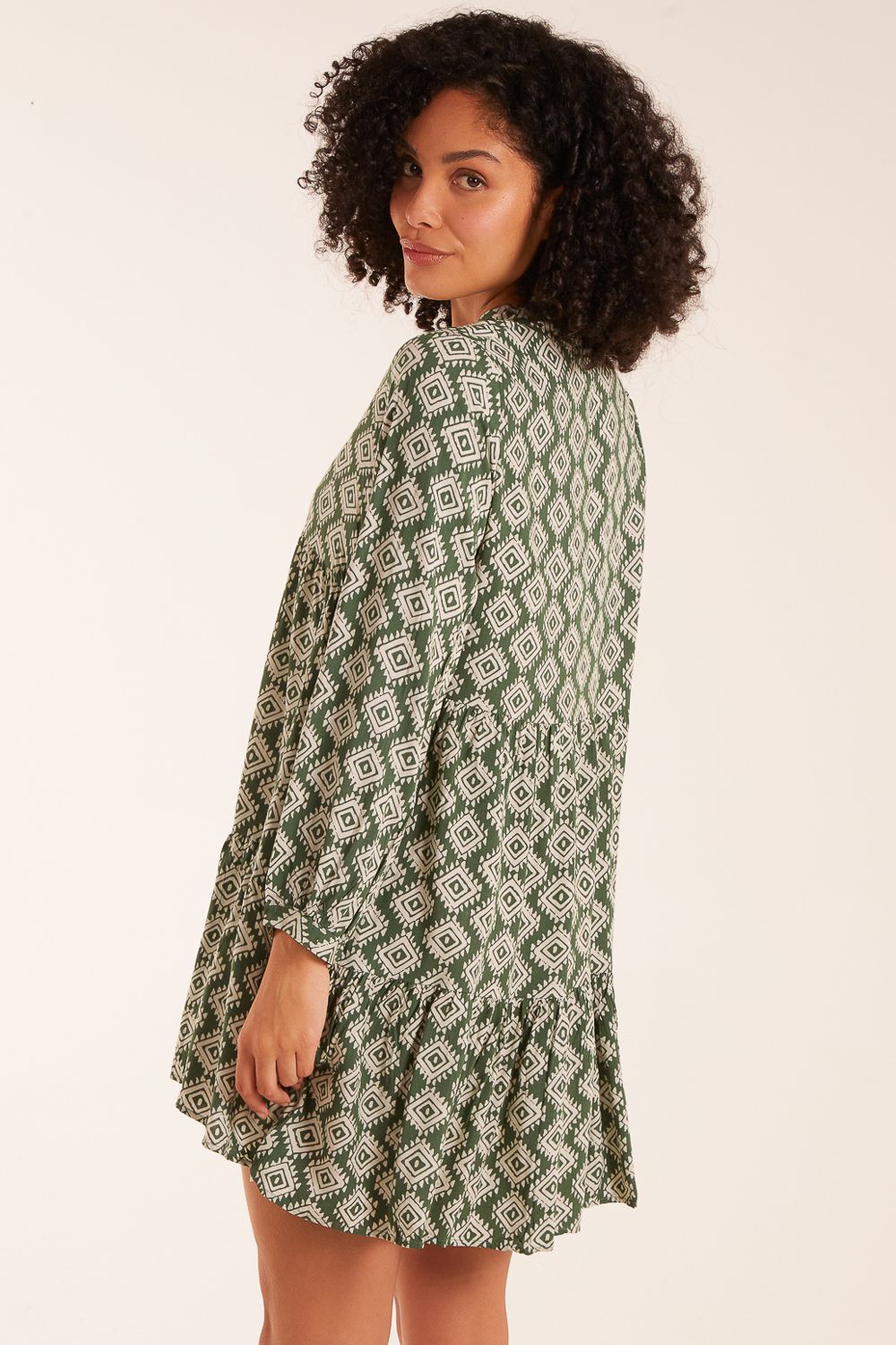 Blue Vanilla Abstract Geometric Tunic Dress