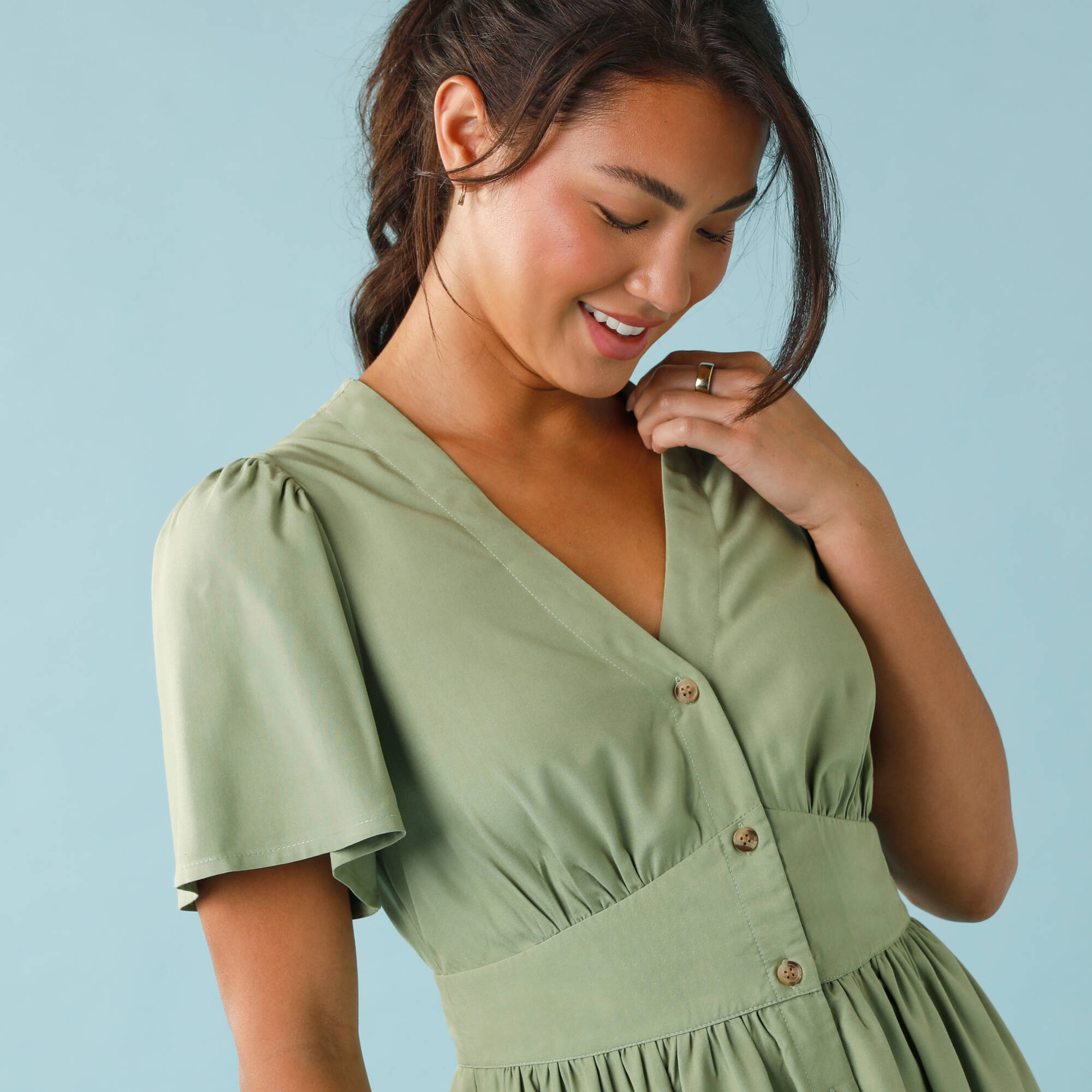 Robe longue boutonnée unie, Spécial Petites