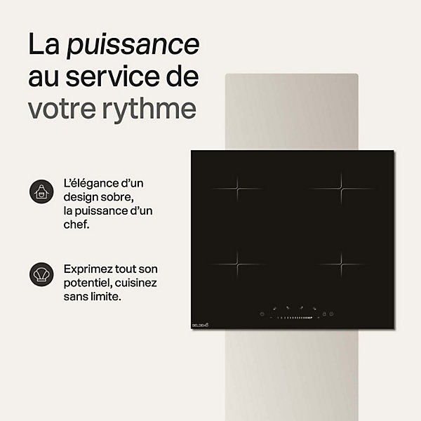BELDEKO Table De Cuisson Induction 4 Foyers SLIDER et Minuterie 7900 WATTS