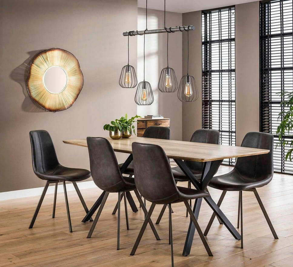 DELTA - Table repas effet Chêne L160