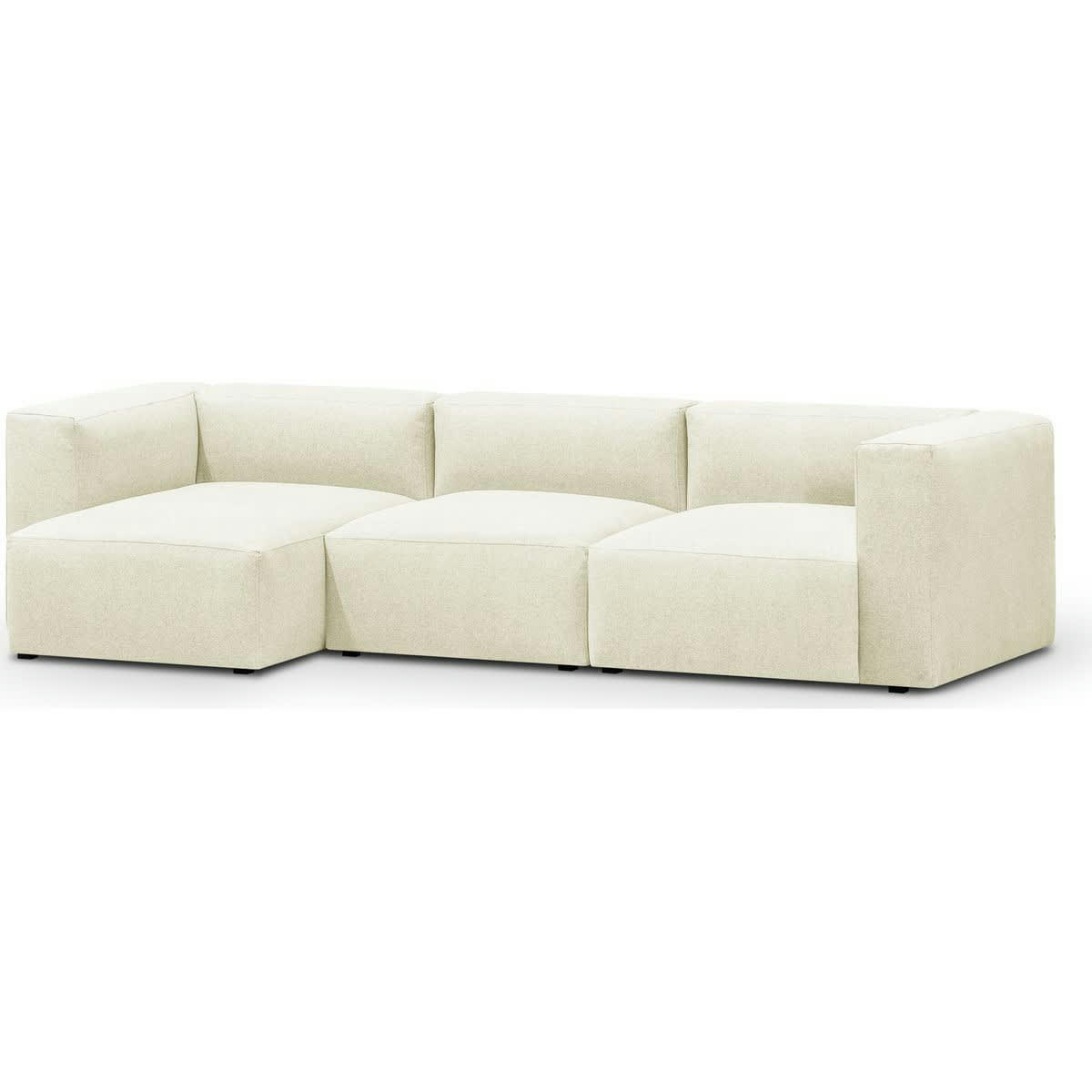 MODULO NEW - Canapé modulable angle gauche 4 places en tissu ivoire