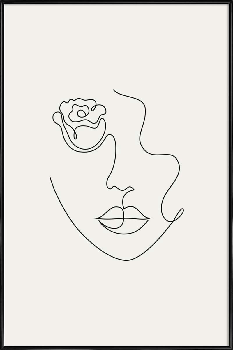 PETAL - Affiche dans cadre standard (noir) blanc ivoire & noir 13x18
