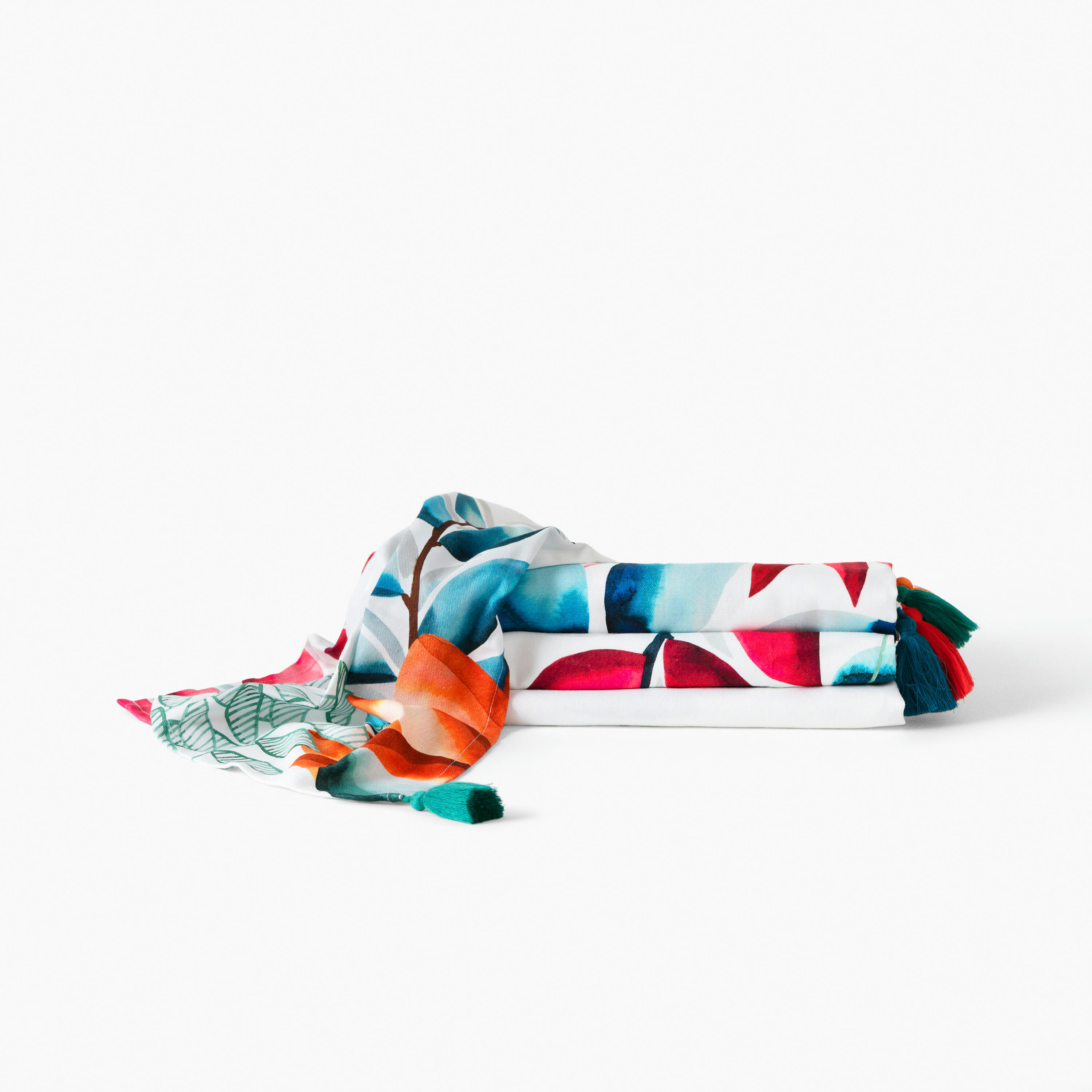 MACOUBA - Nappe carré coton imprimé bleu 170 x 170 cm