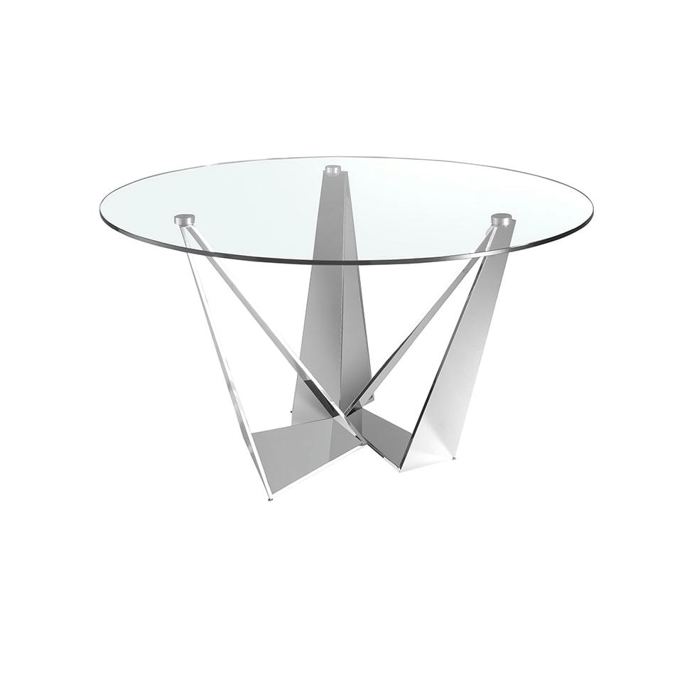 - Table à manger en verre et acier chromé