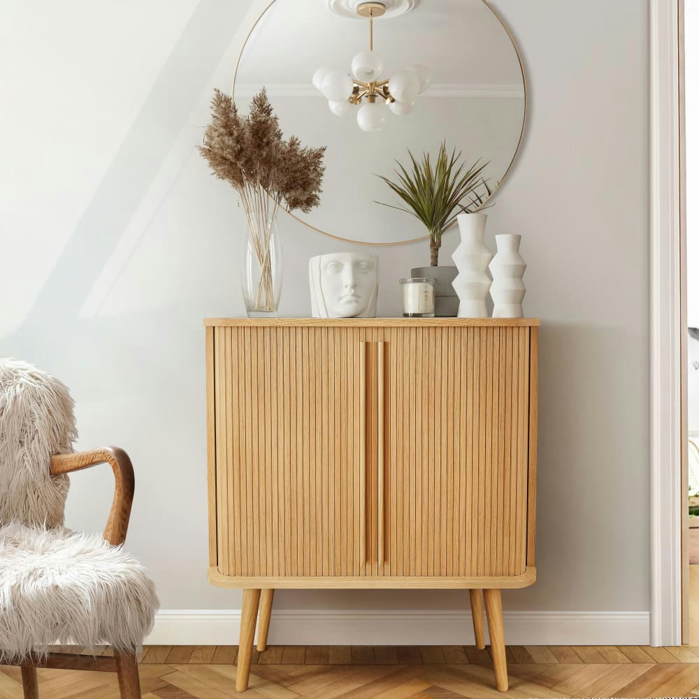 ROVE - Buffet haut en bois H95cm bois clair