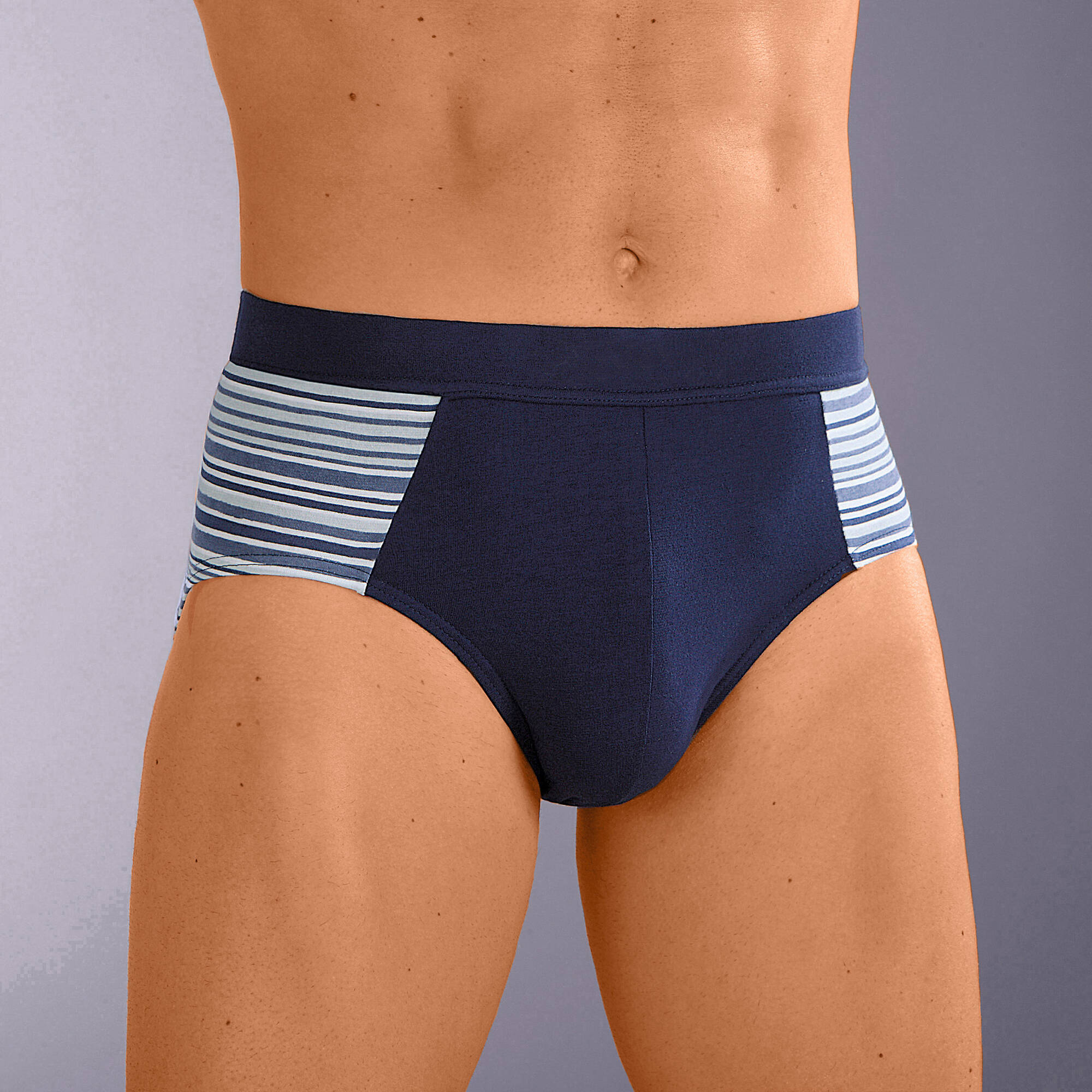 Slip fermé élastiqué taille haute rayures fil teint - lot de 4