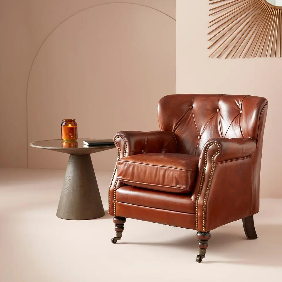 Calicosy - NEWCASTLE fauteuil - Bruin - 69x68x77 cm