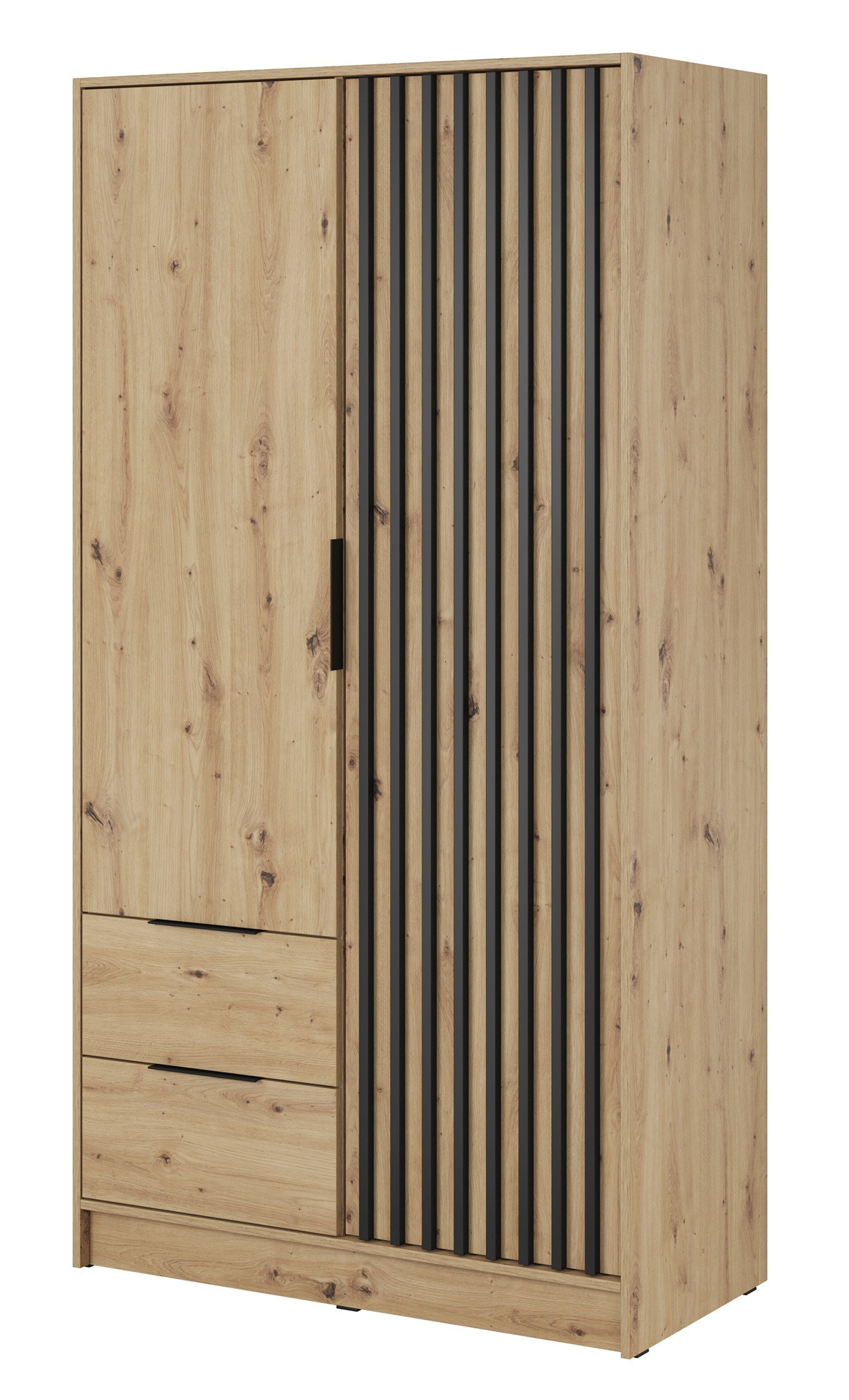 Szafa KELLY dwudrzwiowa z lamelami 105 cm - dąb artisan