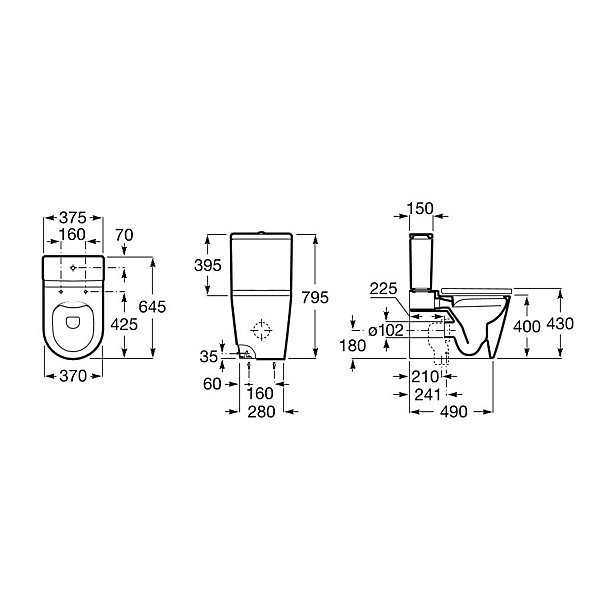 Inspira ROUND - Cuvette au sol Rimless à évacuation dual Roca A342526000 (sans réservoir et siège)