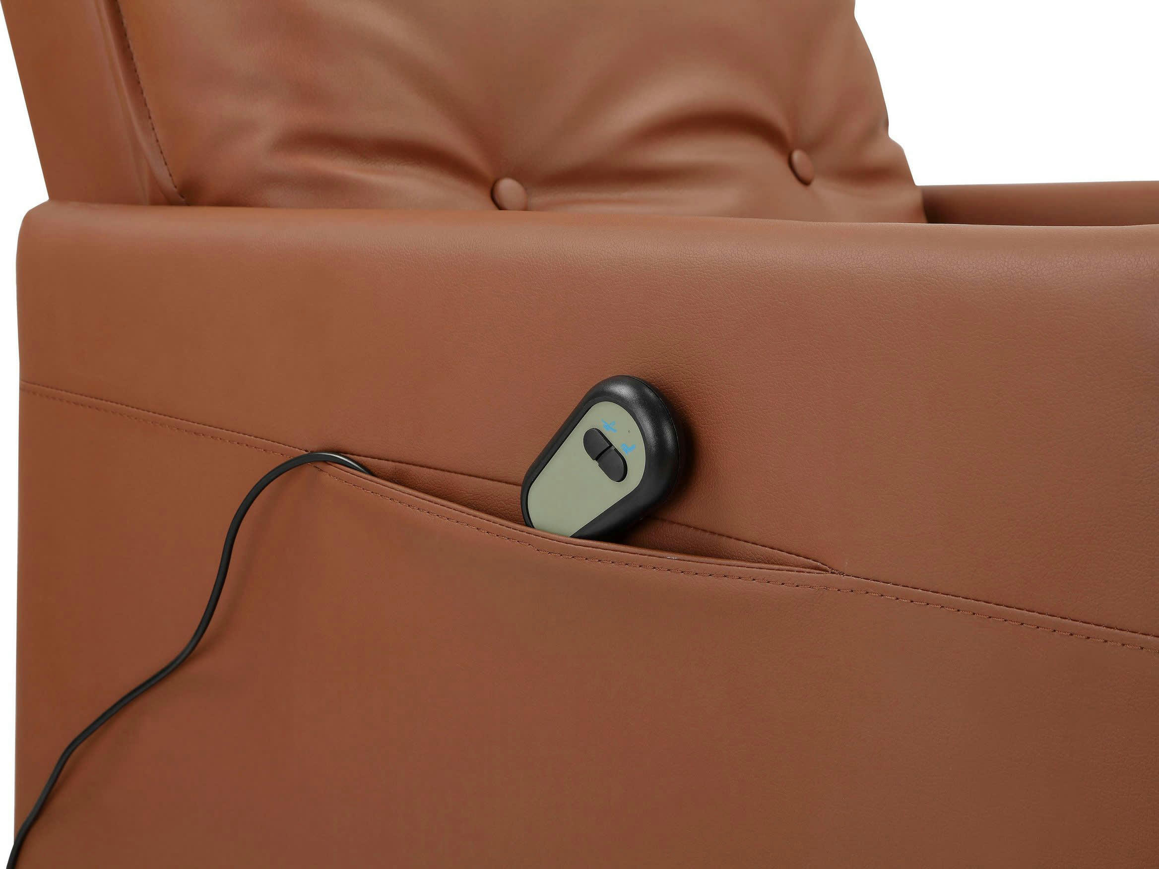 MARKO - Fauteuil inclinable électrique et relevable en PU cognac