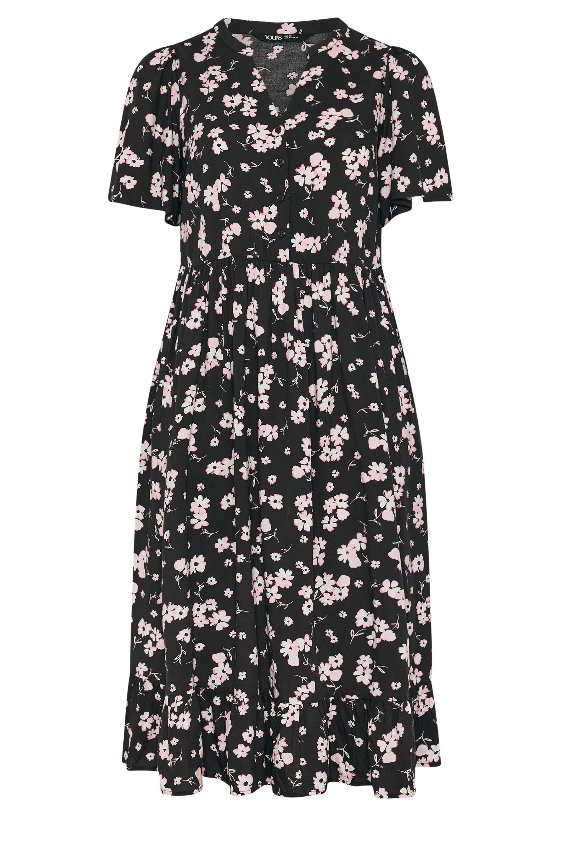 Yours Ditsy Half Placket Midi Dress