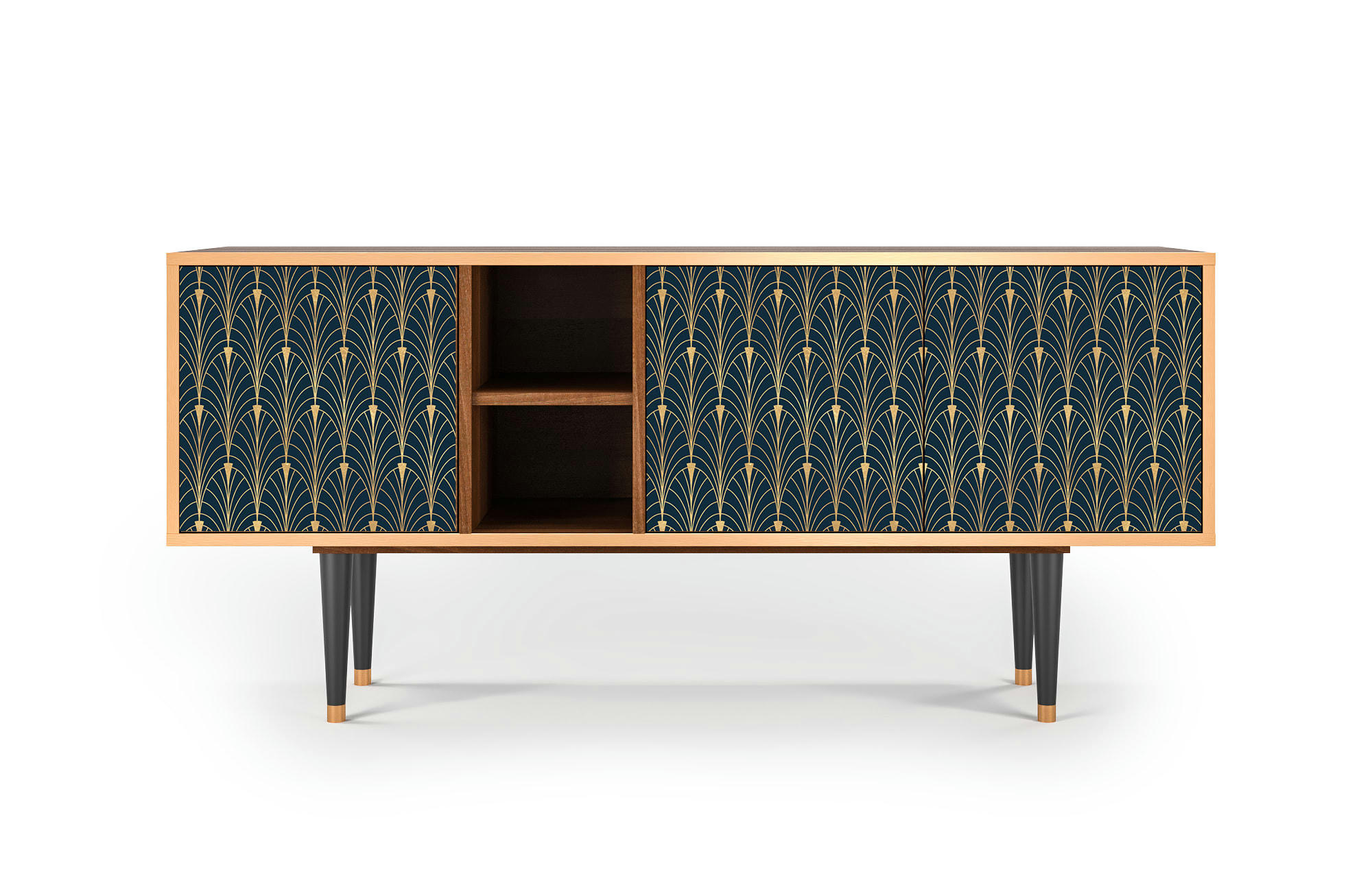 FLOWER OF THE NILE - Meuble TV  bleu et jaune 3 tiroirs L 150 cm