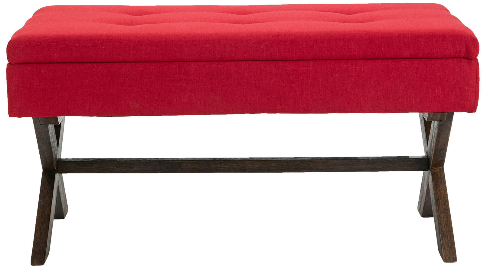 NAMARO - Banquette avec pieds en bois assise en tissu Rouge