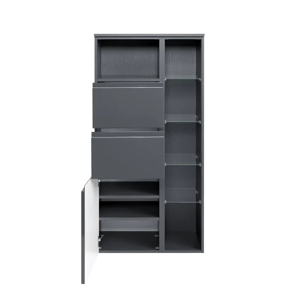 Multifunctionele opbergkast Cardiff - 65 x 35 x 130 cm - Grijs