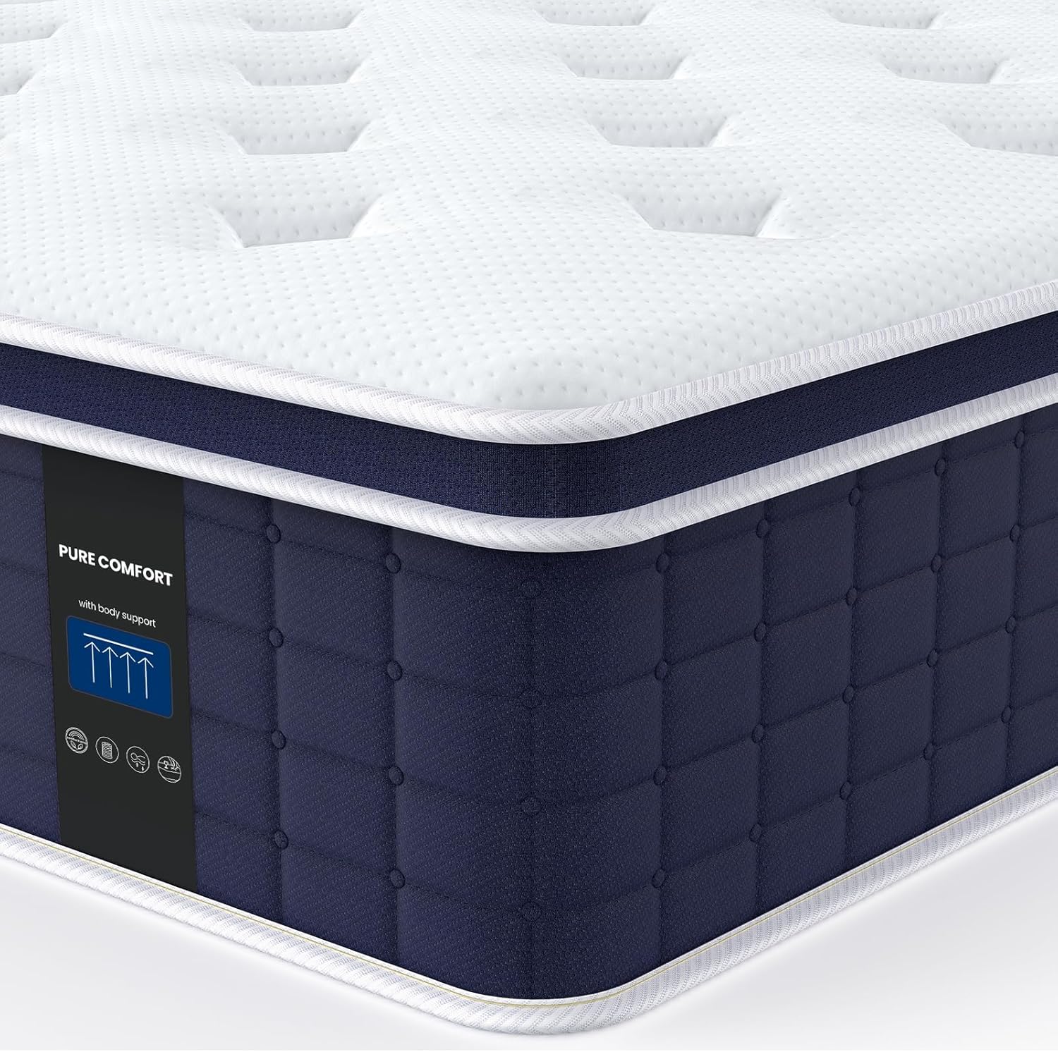 Coolvie 12 Inch Hybrid Twin XL Mattress -Firm Feel -Support Foam with Strong Pocket Springs - Extra Lumbar&Shoulder Support for Back&Stomach Sleepers, CertiPUR-US® Certified Foam,XL Long Size