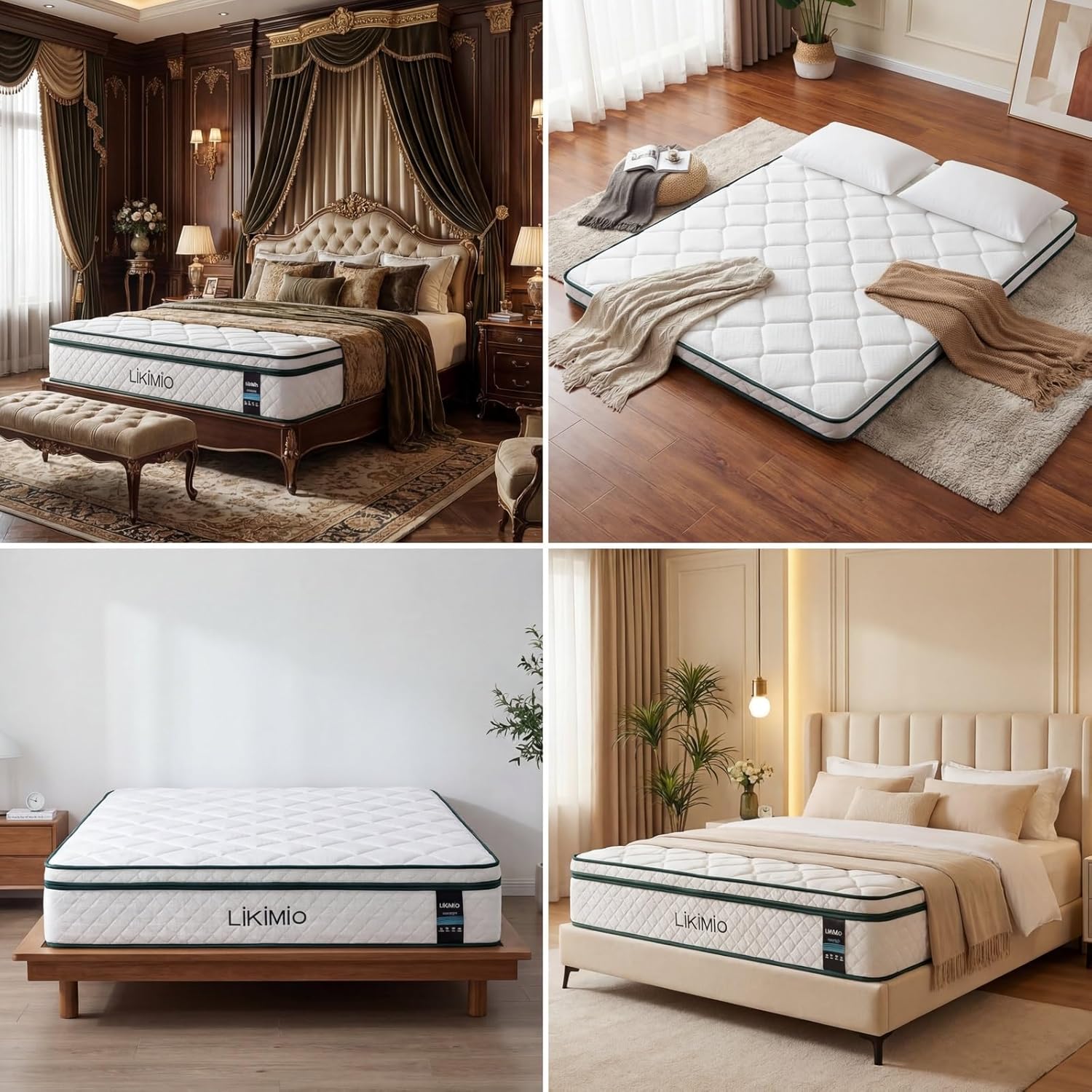 LIKIMIO 12 Inch Queen Size Mattress, 2-in-1 Hybrid Mattress w/Memory Foam & Pocket Springs in A Box, Oeko-TEX & CertiPUR-US Certified, Made in USA