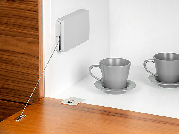 Emuca Mécanisme de porte relevable Miniwinch avec couvercle, 14kg, Acier et Plastique, Gris