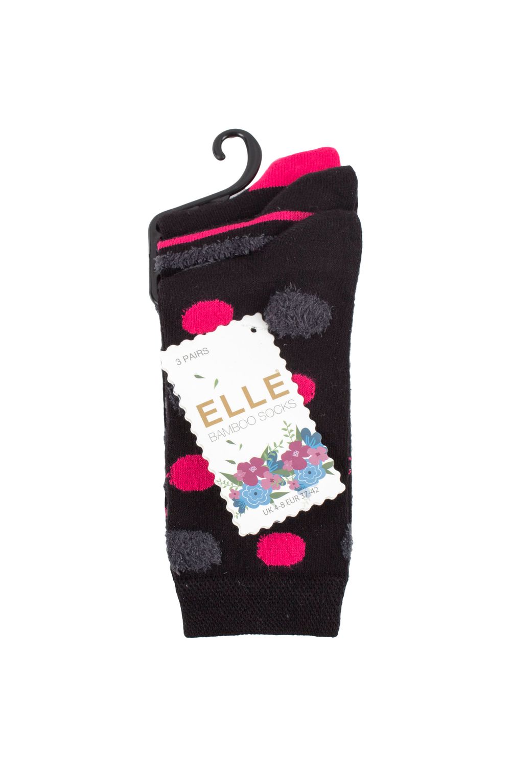 ELLE 3 Pair Spotty and Stripe Feather Bamboo Socks