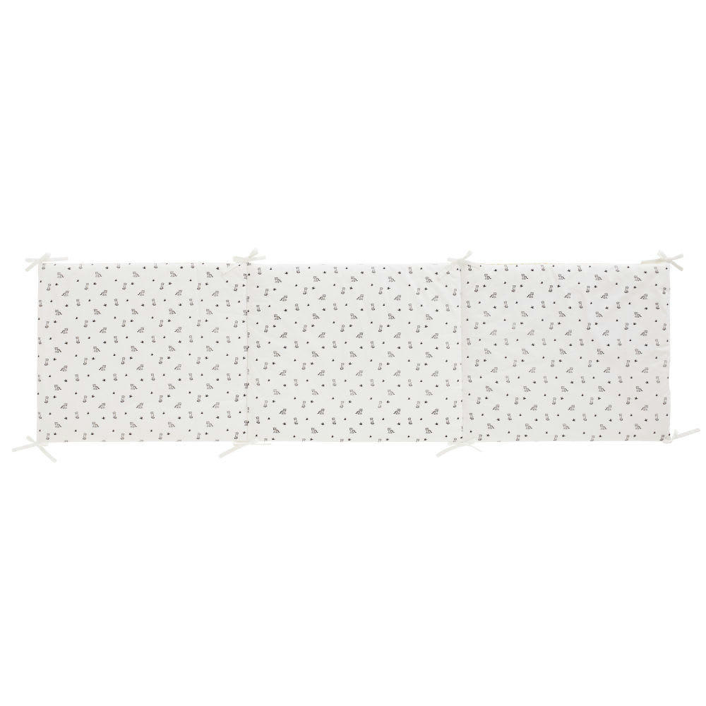 - Tour de lit bébé en coton blanc et jaune moutarde imprimé léopard