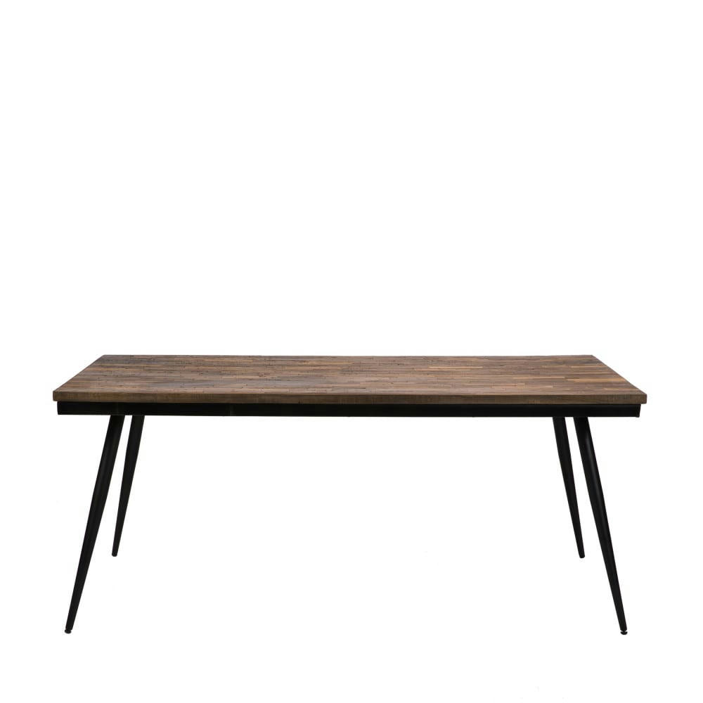 RANGGO - Table à manger en métal et teck recyclé 160x90cm bois foncé  et  noir