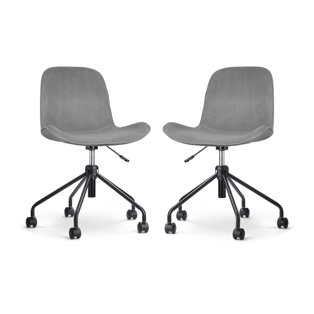 Nolon Nout-Fé Bureaustoelen Set van 2 - Velvet Grijs - Zwart Onderstel