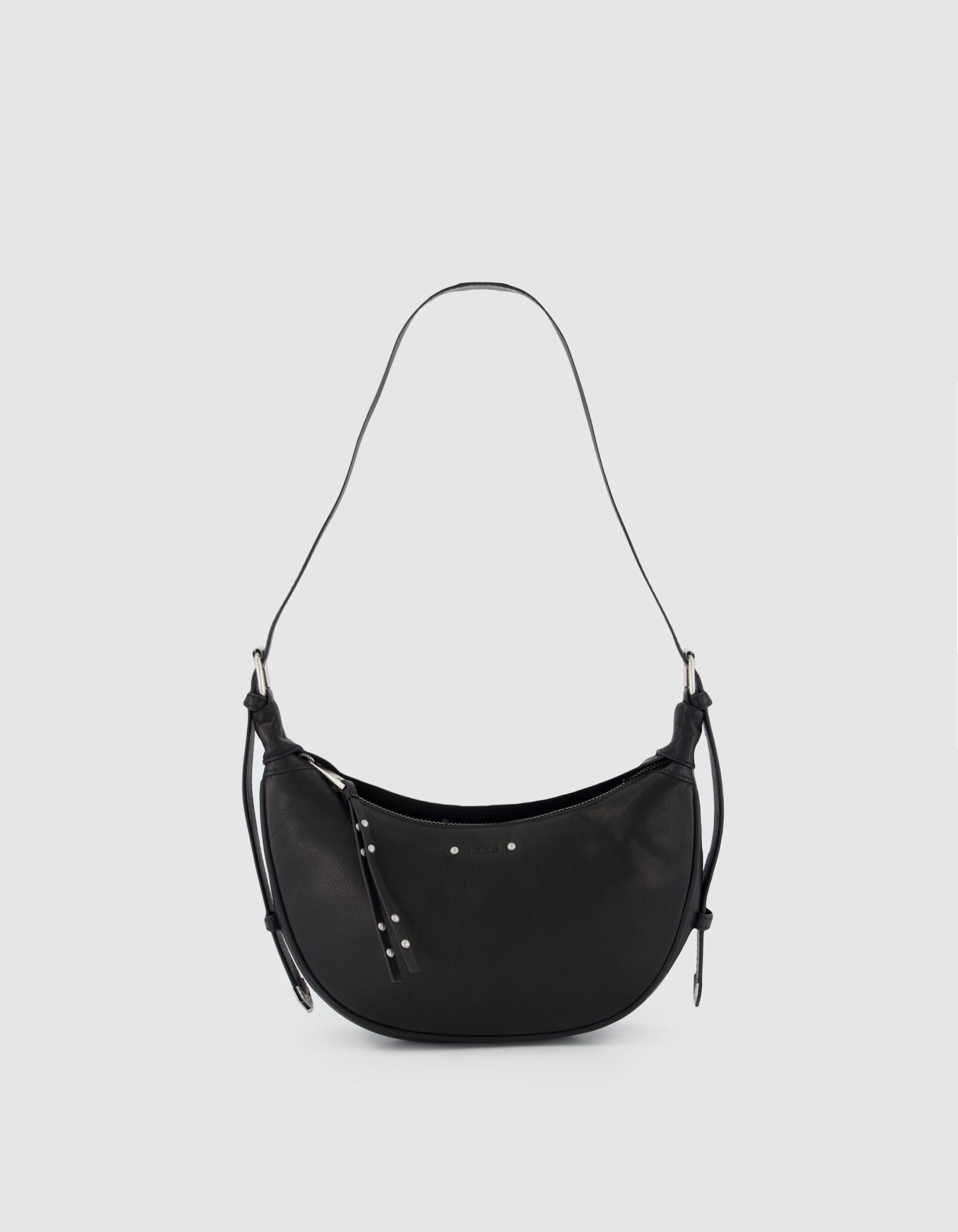 Sac demi-lune noir cuir grainé Allane taille S Femme