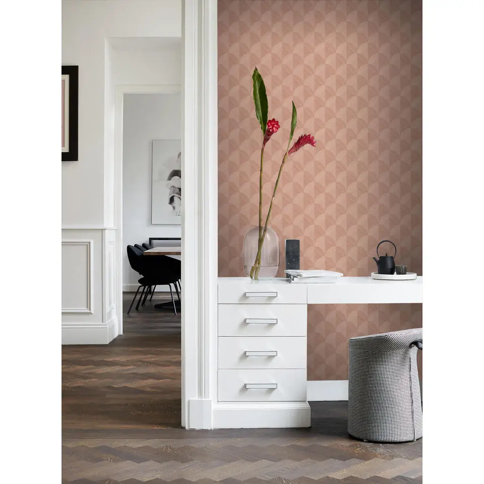 Origin Wallcoverings behang 3D-motief terracotta roze - 50 x 900 cm
