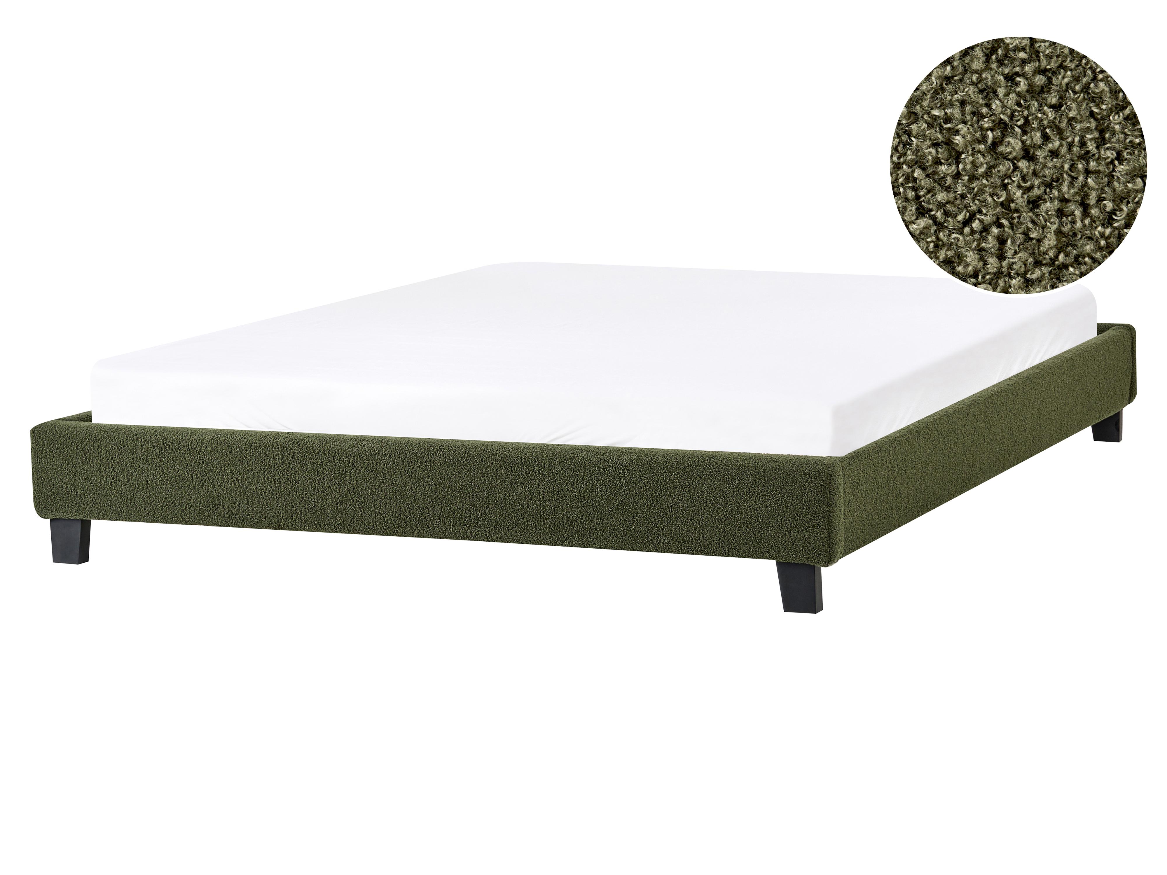 Bed without Headboard Boucle ROANNE 140 x 200 cm (EU Double) Dark Green