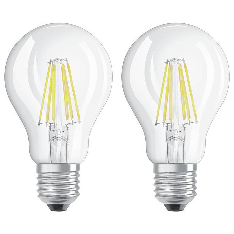 Osram 6W Filament LED Classic Glass GLS Bulb- Twin Pack