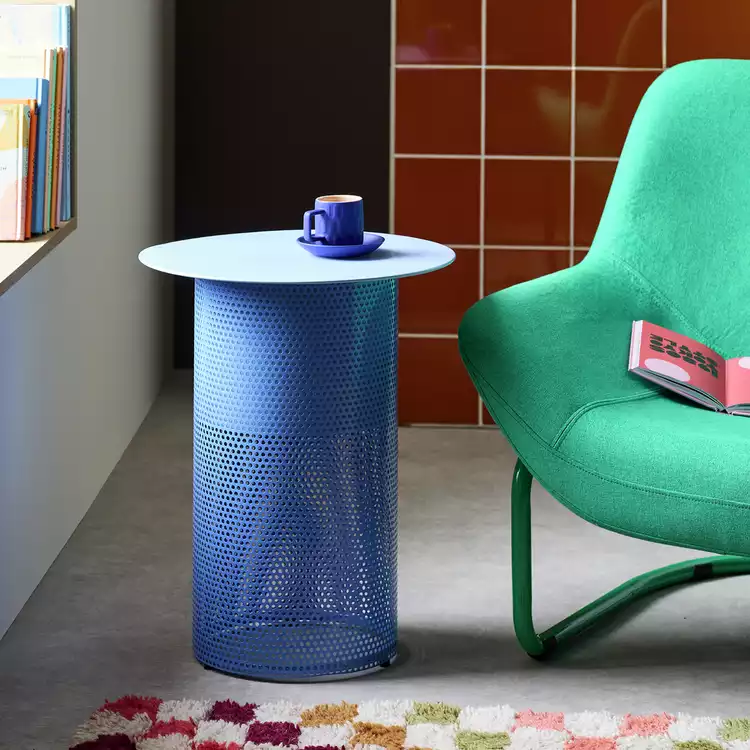 Habitat Anala Round Side Table - Blue