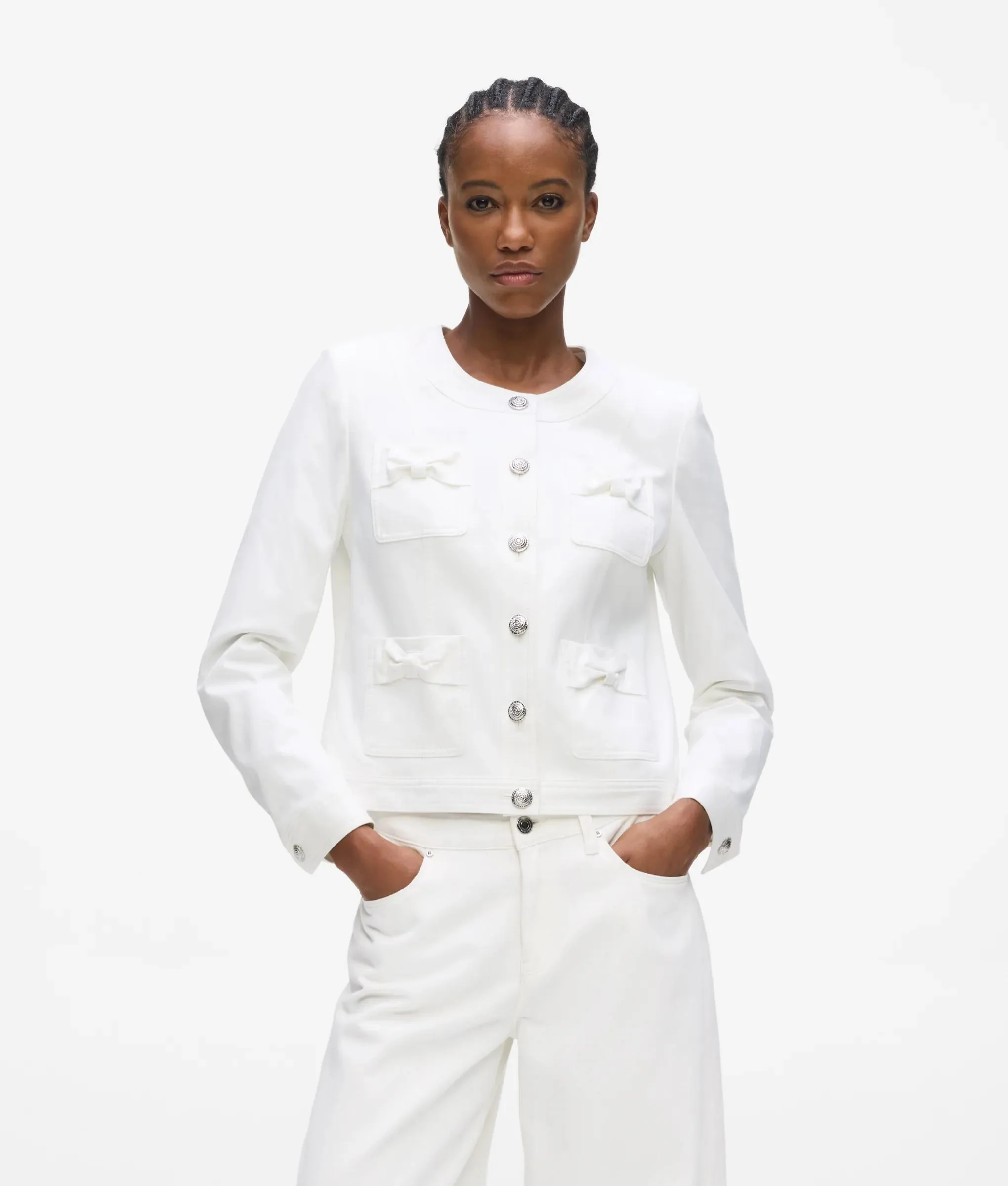 Veste avec nœud papillon sans col