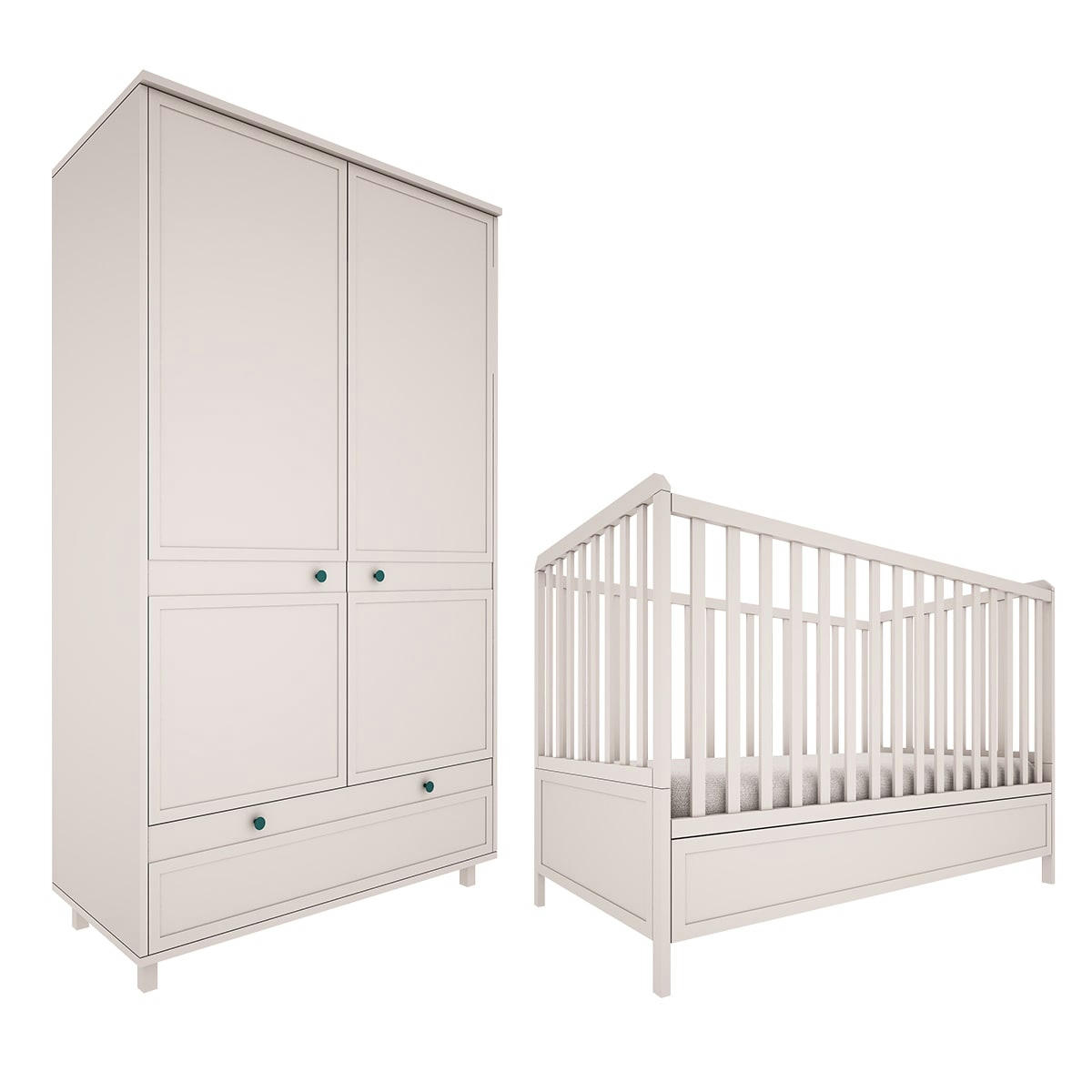 DUO - GABRIEL - Lit évolutif 70x140 armoire 2 portes beige
