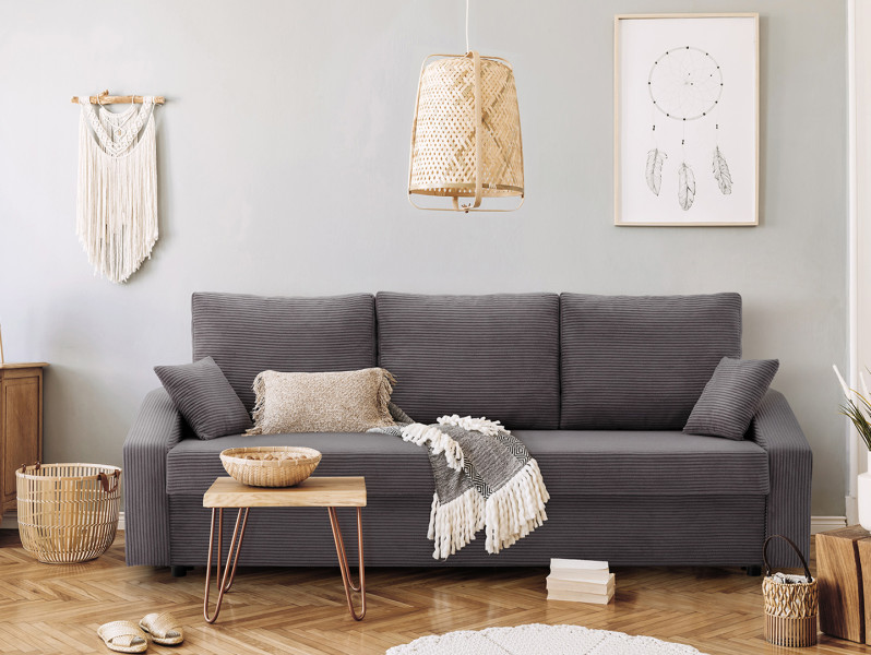 Sofa | Kanapa rozkładana z funkcją spania, SZARA DORMA