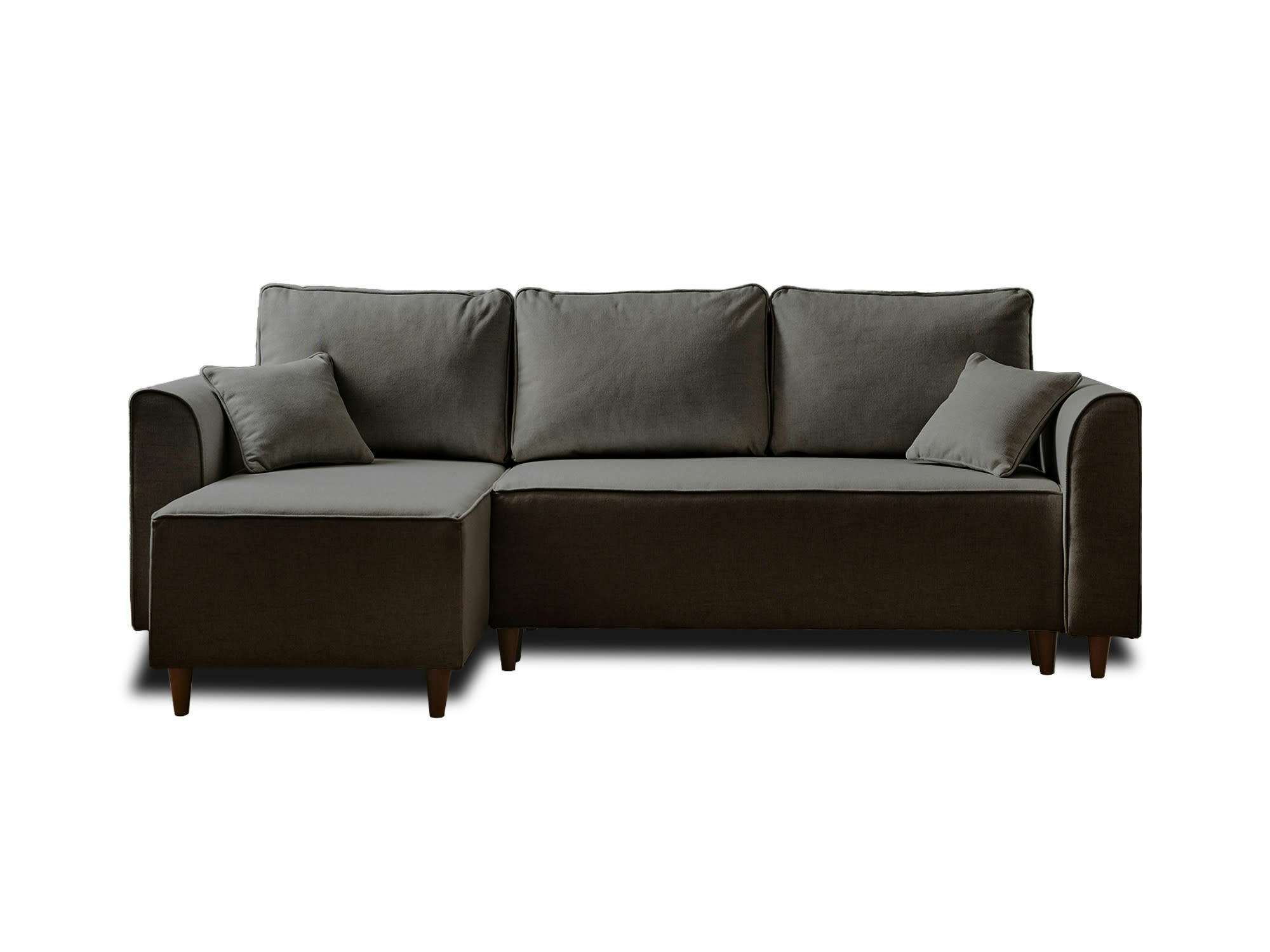 SAPHIR - Canapé d'angle réversible convertible 4 places en tissu gris foncé