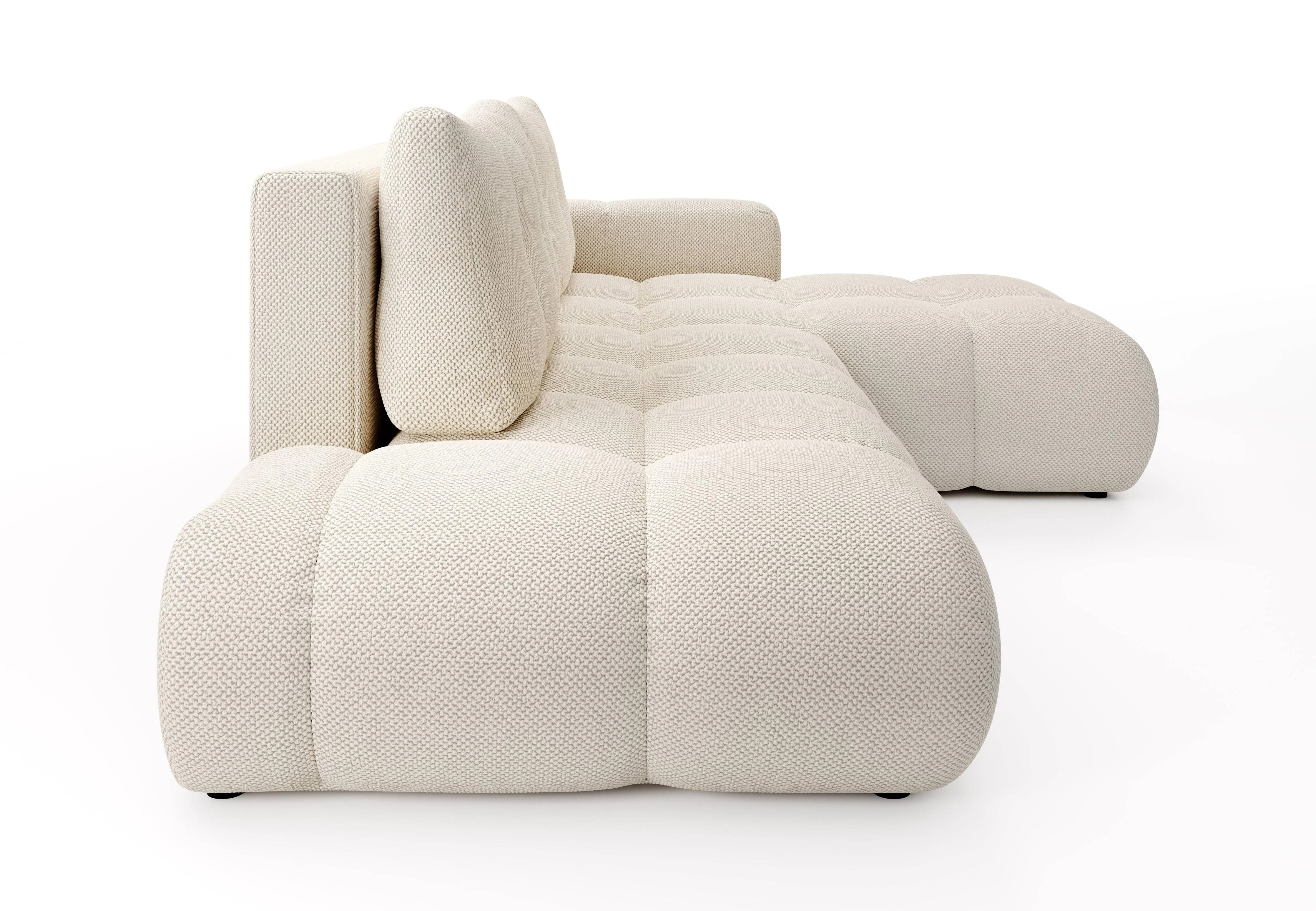 Hoekbank SOLA met slaapfunctie rechts chenille bouclé