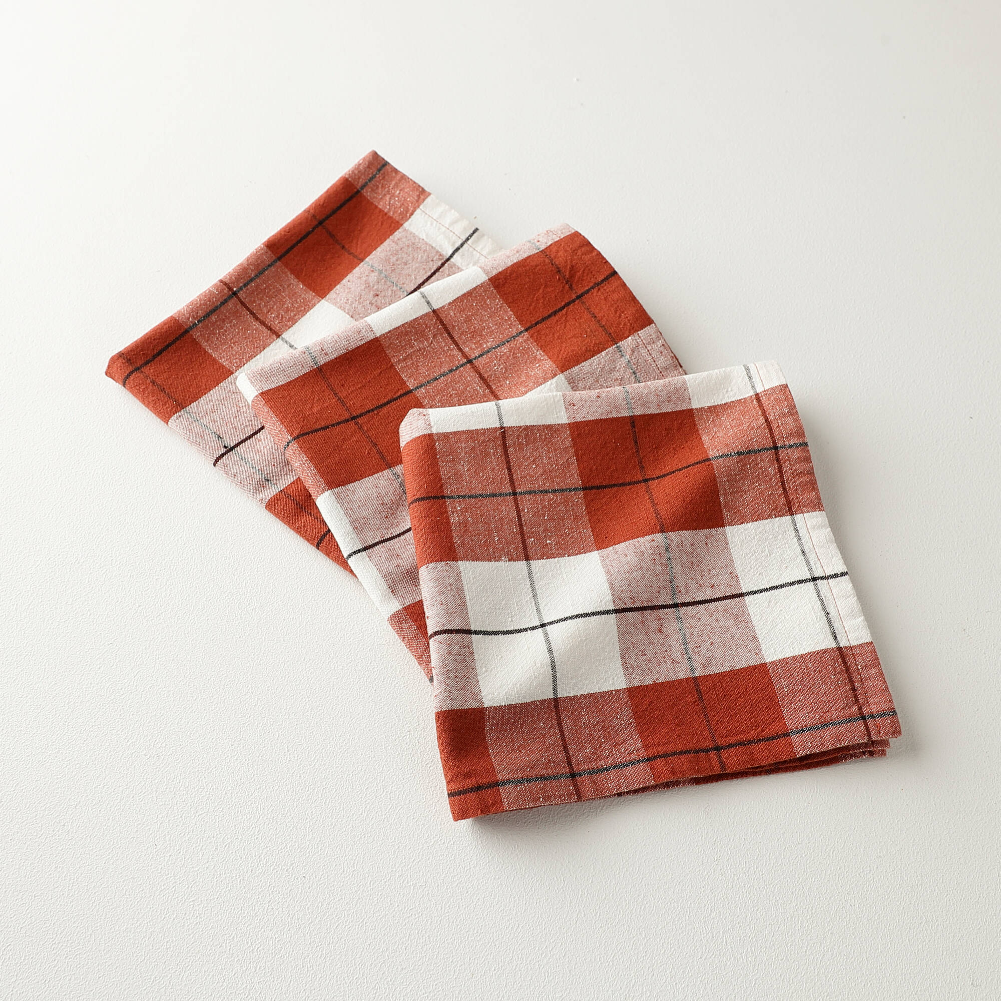 Serviette de table carreaux tissé teint - lot de 3