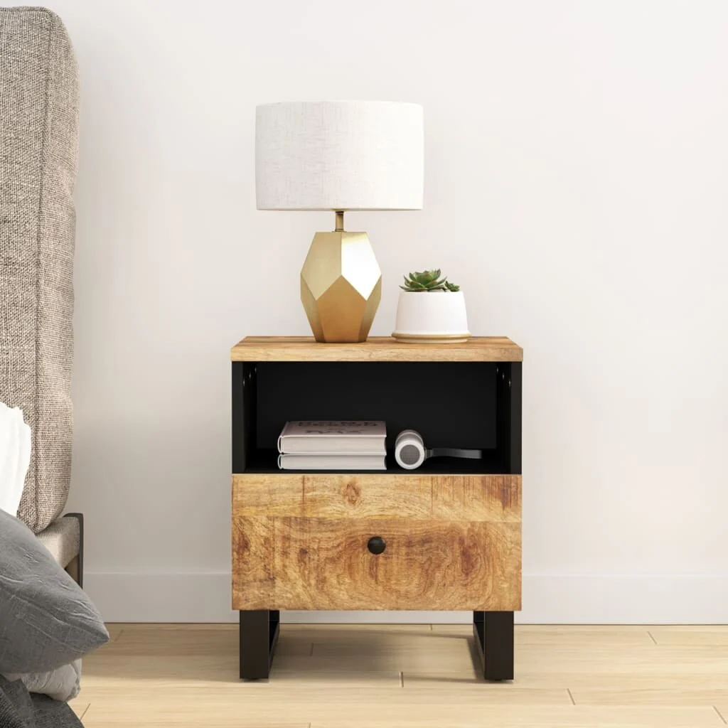 vidaXL Bedside Cabinet Solid Wood Mango&Engineered Wood