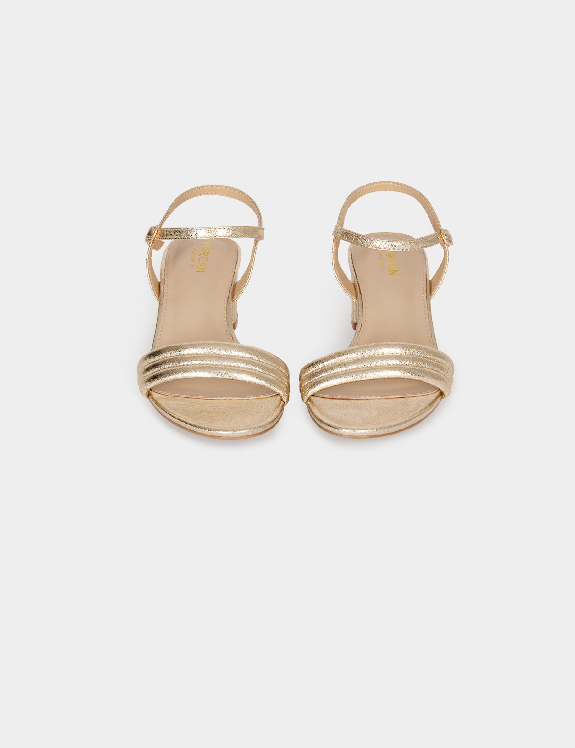 Sandals With Heels Gold Yellow Women
